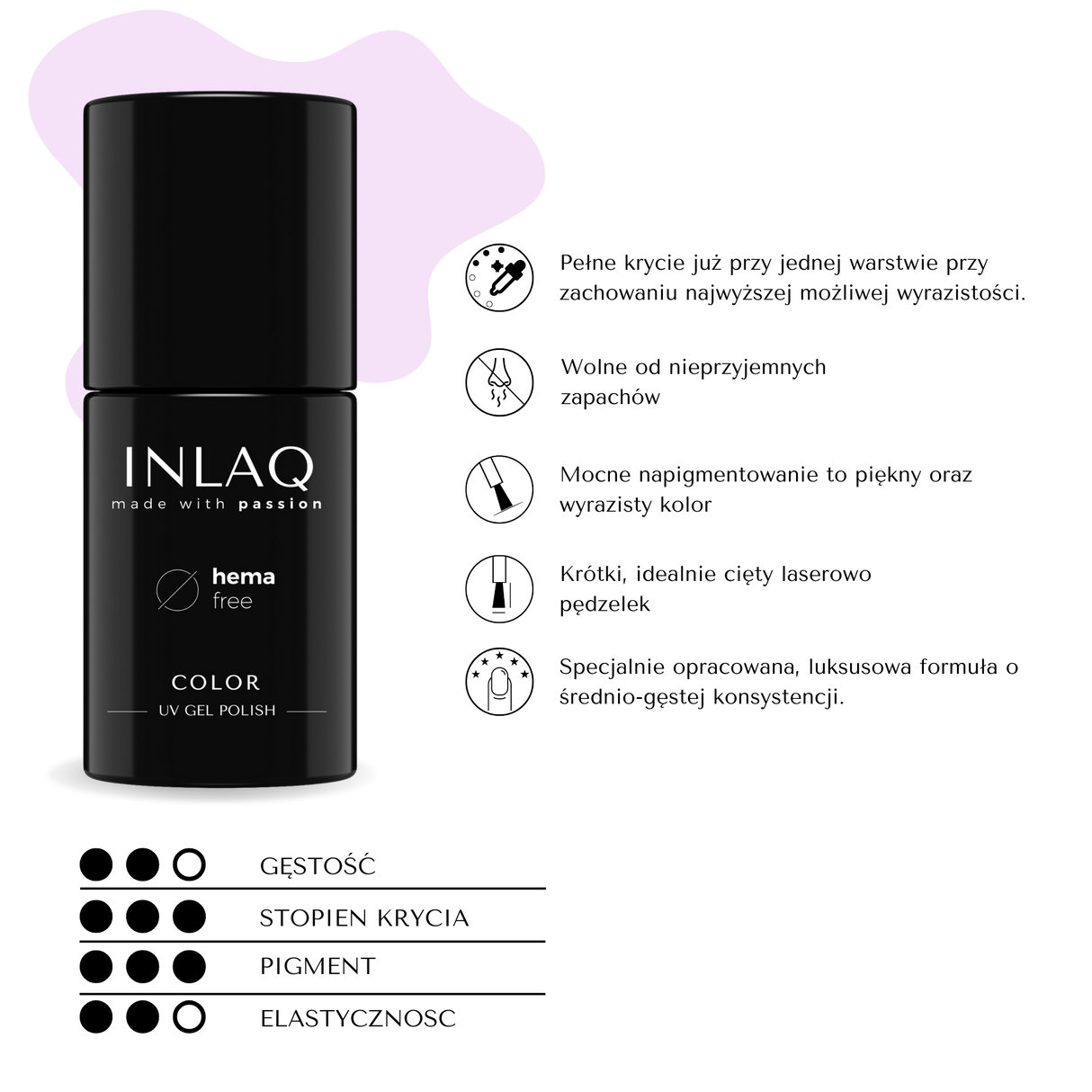 INLAQ Lakier Hybrydowy Lilac Kiss 6ml