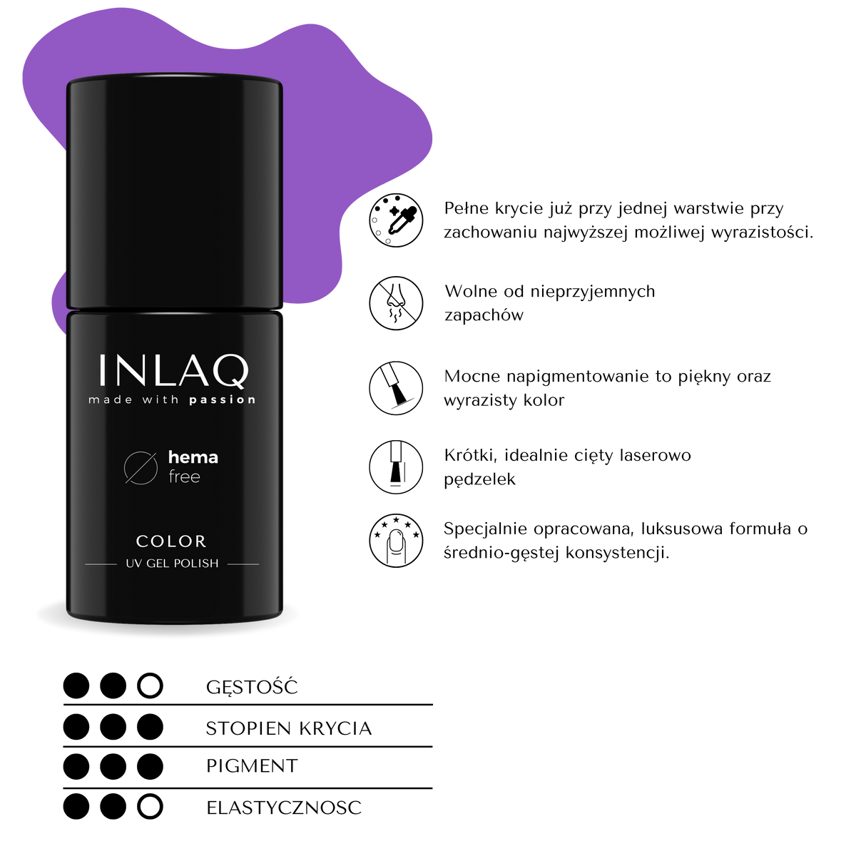 INLAQ Lakier Hybrydowy  Violet Eggplant 6ml