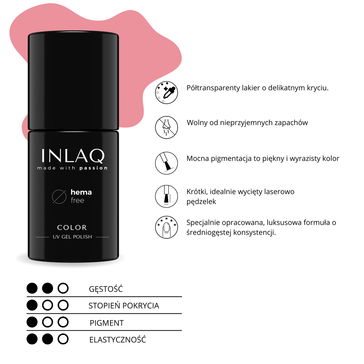 INLAQ Lakier Hybrydowy Marker Pink 6ml