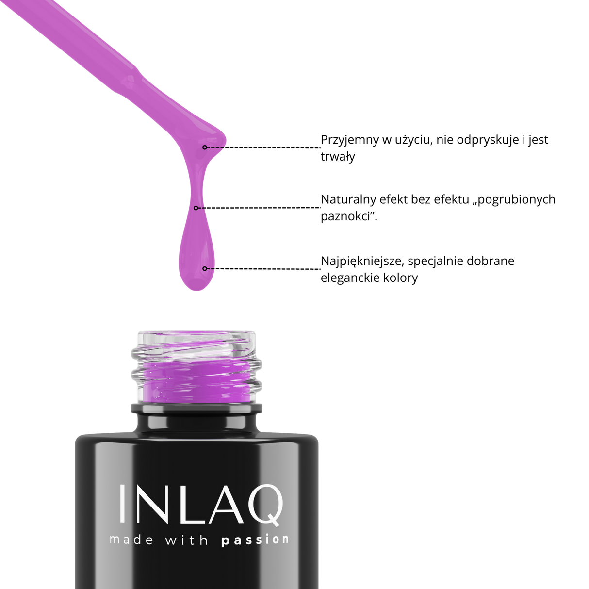 INLAQ Lakier Hybrydowy  Fuchsia Pink 6ml